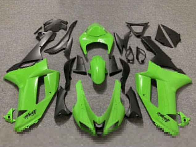 Erschwingliche Kawasaki ZX6R Motorrad Verkleidung 2007-2008 - Glanzendes Grun und Matt Schwarz