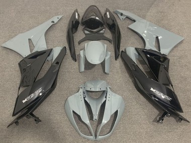 Erschwingliche Kawasaki ZX6R Motorrad Verkleidung 2009-2012 - Grau Glanzendes Schwarz