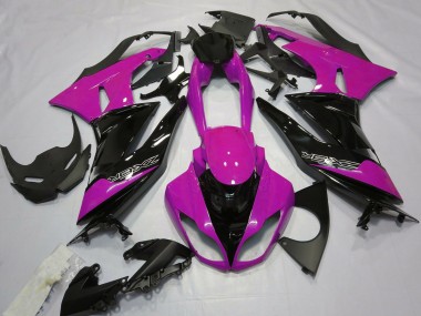 Erschwingliche Kawasaki ZX6R Motorrad Verkleidung 2009-2012 - Rosa Glanzendes Schwarz