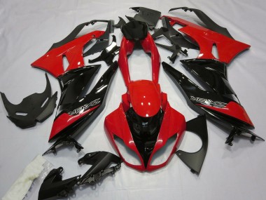 Erschwingliche Kawasaki ZX6R Motorrad Verkleidung 2009-2012 - Rot Glanzendes Schwarz