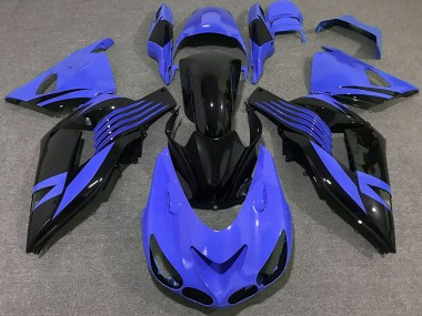 Erschwingliche Kawasaki ZX14R Motorrad Verkleidung 2006-2011 - Blau Glanzendes Schwarz
