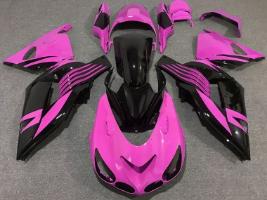 Erschwingliche Kawasaki ZX14R Motorrad Verkleidung 2006-2011 - Rosa Glanzendes Schwarz