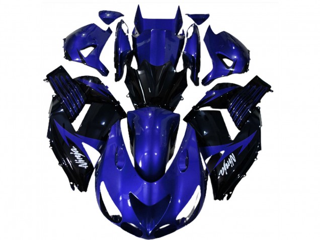 Erschwingliche Kawasaki ZX14R Motorrad Verkleidung 2006-2011 - Blau Glanzendes Schwarz Weiss Ninja