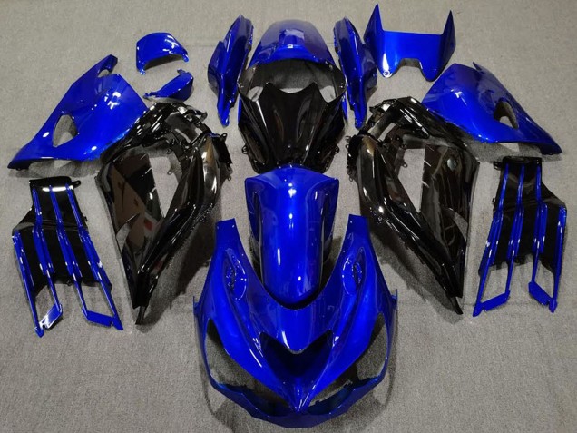 Erschwingliche Kawasaki ZX14R Motorrad Verkleidung 2012-2024 - Blau Glanzendes Schwarz
