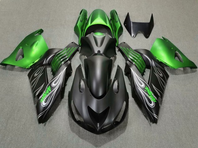 Erschwingliche Kawasaki ZX14R Motorrad Verkleidung 2006-2011 - Grun Matt Schwarz