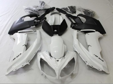 Erschwingliche Kawasaki Ninja ER6F Motorrad Verkleidung 2009-2011 - Glanzendes Weiss Matt Schwarz