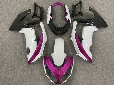 Erschwingliche Kawasaki Ninja 650R Motorrad Verkleidung 2009-2011 - Weiss Magenta Matt Schwarz