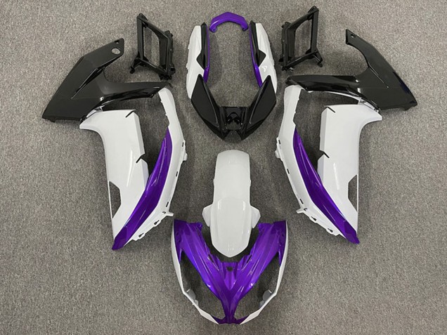 Erschwingliche Kawasaki Ninja 650R Motorrad Verkleidung 2009-2011 - Weiss Lila Matt Schwarz