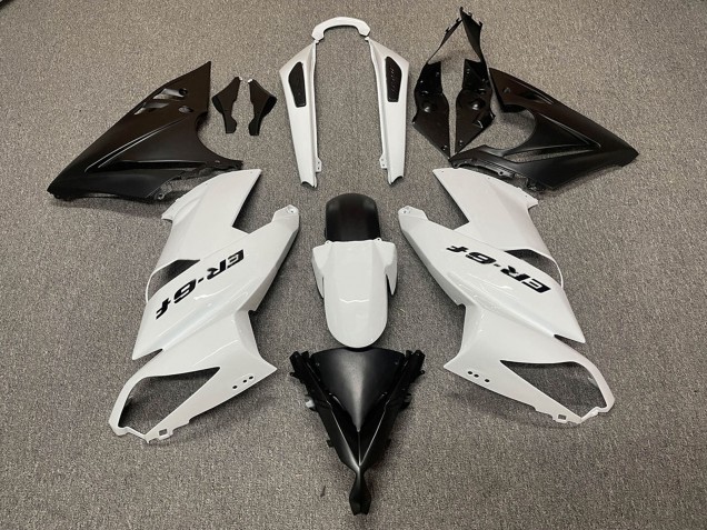 Erschwingliche Kawasaki Ninja ER6F Motorrad Verkleidung 2009-2011 - Weiss Matt Schwarz