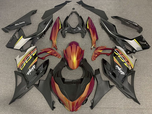 Erschwingliche Kawasaki Ninja 400 Motorrad Verkleidung 2018-2024 - Orange Glanzendes Schwarz Matt Schwarz OEM Stil