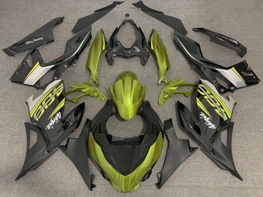 Erschwingliche Kawasaki Ninja 400 Motorrad Verkleidung 2018-2024 - Flussiges Gelb Glanzendes Schwarz Matt Schwarz OEM Stil