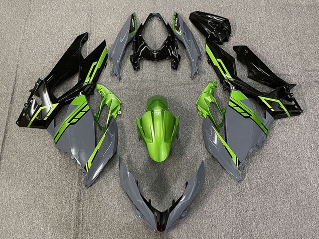 Erschwingliche Kawasaki Ninja 400 Motorrad Verkleidung 2018-2024 - Grun Nardo Grau Glanzendes Schwarz