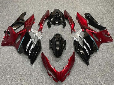 Erschwingliche Kawasaki Ninja 400 Motorrad Verkleidung 2018-2024 - Rot Glanzendes Schwarz
