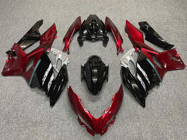 Erschwingliche Kawasaki Ninja 400 Motorrad Verkleidung 2018-2024 - Rot Glanzendes Schwarz