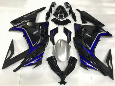 Erschwingliche Kawasaki Ninja 300 Motorrad Verkleidung 2013-2024 - Glanzendes Schwarz Blau