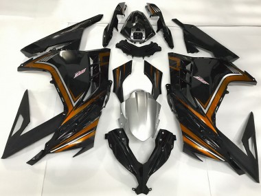 Erschwingliche Kawasaki Ninja 300 Motorrad Verkleidung 2013-2024 - Glanzendes Schwarz Orange