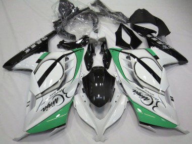 Erschwingliche Kawasaki Ninja 300 Motorrad Verkleidung 2013-2024 - Glanzendes Weiss Grun Schwarz