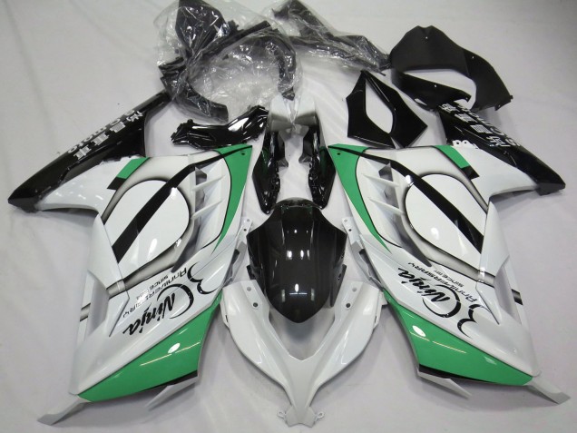 Erschwingliche Kawasaki Ninja 300 Motorrad Verkleidung 2013-2024 - Glanzendes Weiss Grun Schwarz