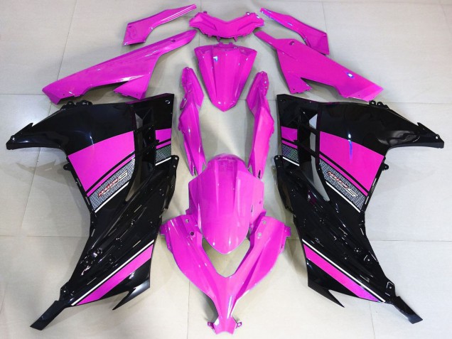 Erschwingliche Kawasaki Ninja 300 Motorrad Verkleidung 2013-2024 - Rosa Schwarz