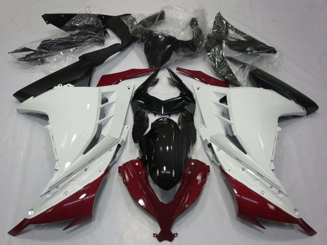 Erschwingliche Kawasaki Ninja 300 Motorrad Verkleidung 2013-2024 - Weiss Kastanienbraun Rot Schwarz