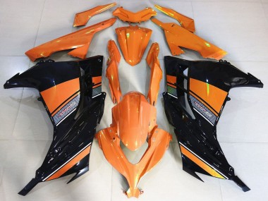 Erschwingliche Kawasaki Ninja 300 Motorrad Verkleidung 2013-2024 - Orange Schwarz