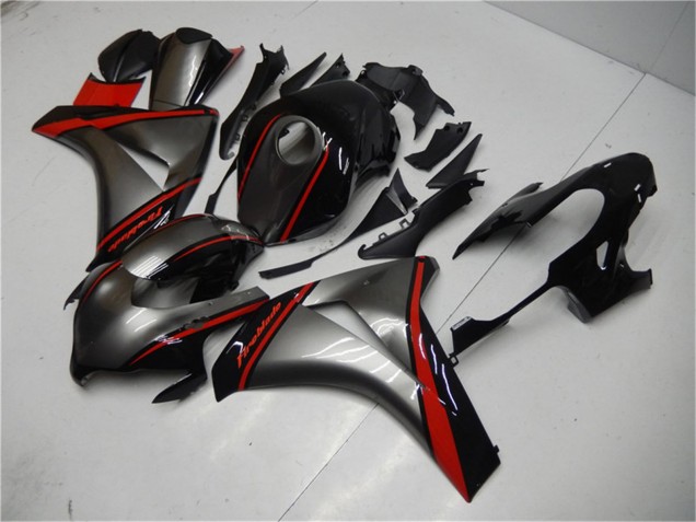Erschwingliche Honda CBR1000RR Motorrad Verkleidung 2008-2011 - Grau Rot Glanzendes Schwarz