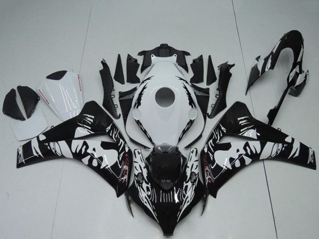 Erschwingliche Honda CBR1000RR Abs Verkleidungen 2008-2011 - Weiss Glanzendes Schwarz