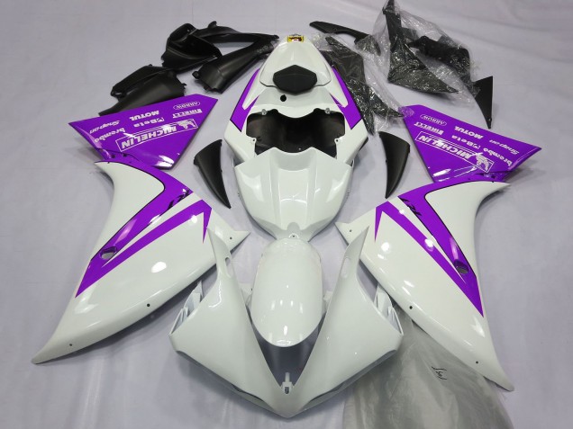 Erschwingliche Yamaha R1 Motorrad Verkleidung 2012-2014 - Weiss Lila