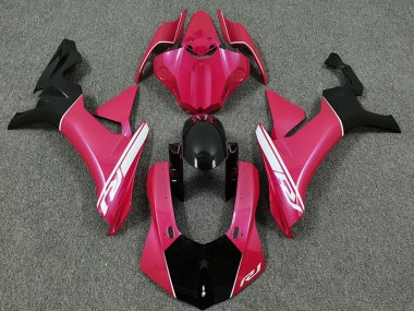 Erschwingliche Yamaha R1 Motorrad Verkleidung 2015-2019 - Rosa Weiss Glanzendes Schwarz