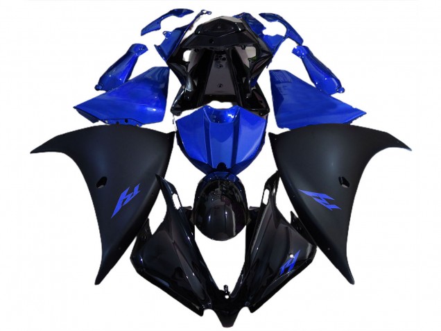 Erschwingliche Yamaha R1 Motorrad Verkleidung 2012-2014 - Glanzendes Schwarz Matt Schwarz Blau