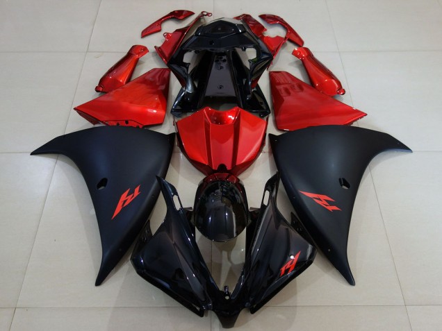 Erschwingliche Yamaha R1 Motorrad Verkleidung 2012-2014 - Glanzendes Schwarz Matt Schwarz Rot
