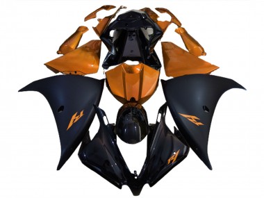 Erschwingliche Yamaha R1 Motorrad Verkleidung 2012-2014 - Glanzendes Schwarz Matt Schwarz Orange