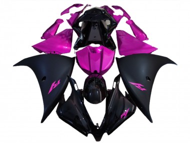 Erschwingliche Yamaha R1 Motorrad Verkleidung 2012-2014 - Glanzendes Schwarz Matt Schwarz Rosa