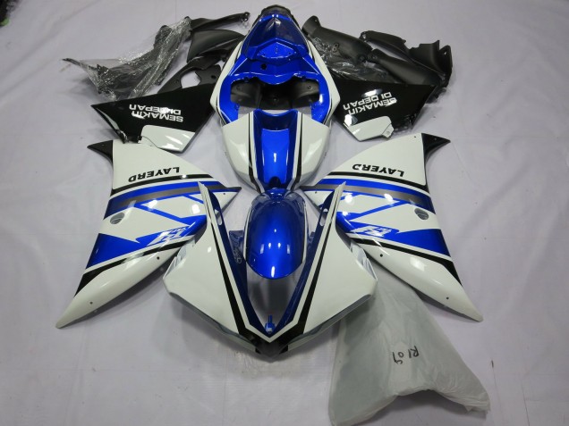 Erschwingliche Yamaha R1 Motorrad Verkleidung 2012-2014 - Weiss Blau Schwarz Layerd Semakin Didepan