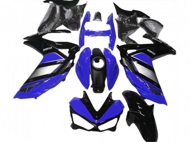 Erschwingliche Yamaha R3 Motorrad Verkleidung 2015-2018 - Blau Silber Glanzendes Schwarz Yamalube