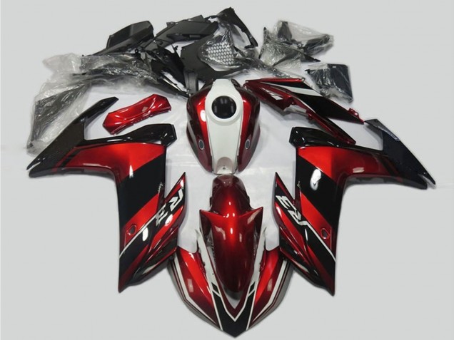 Erschwingliche Yamaha R3 Motorrad Verkleidung Kit 2015-2018 - Rot Weiss Glanzendes Schwarz