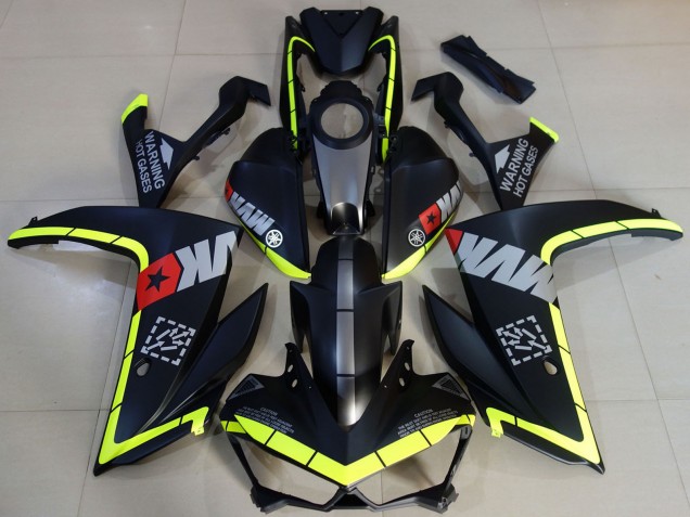 Erschwingliche Yamaha R3 Motorrad Verkleidung 2015-2018 - Gelb Grau Matt Schwarz Stern