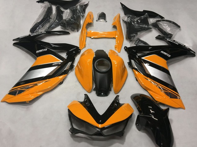 Erschwingliche Yamaha R3 Motorrad Verkleidung 2015-2018 - Orange Silber Glanzendes Schwarz