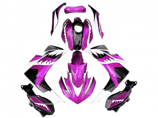 Erschwingliche Yamaha R3 Motorrad Verkleidung 2015-2018 - Rosa Weiss Glanzendes Schwarz Hai