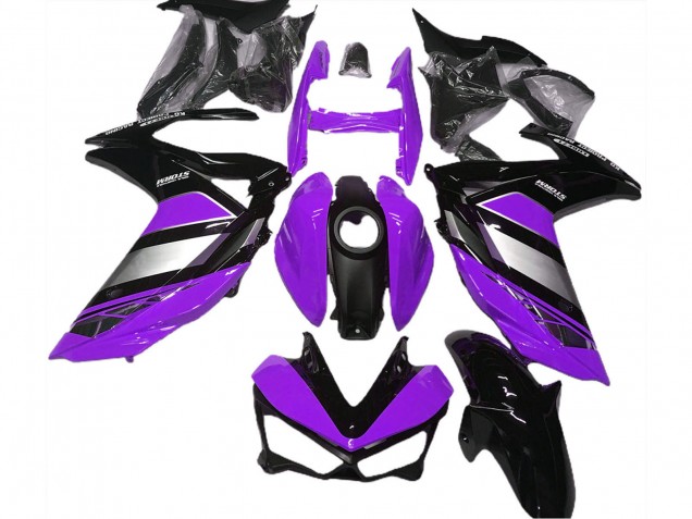 Erschwingliche Yamaha R3 Motorrad Verkleidung 2015-2018 - Lila Silber Glanzendes Schwarz