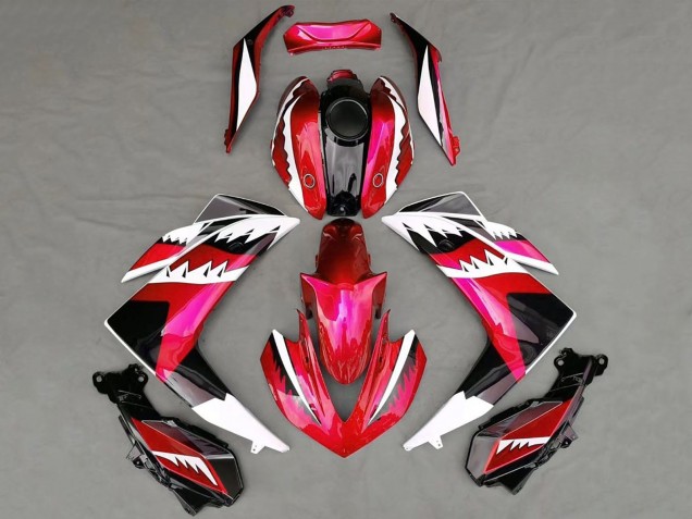 Erschwingliche Yamaha R3 Motorrad Verkleidung 2015-2018 - Rot Weiss Schwarz Hai