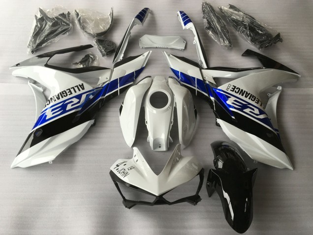 Erschwingliche Yamaha R3 Motorrad Verkleidung 2015-2018 - Weiss Blau Schwarz
