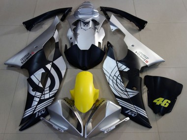 Erschwingliche Yamaha R6 Motorrad Verkleidung 2008-2016 - Silber Gelb Matt Schwarz ENEOS 46