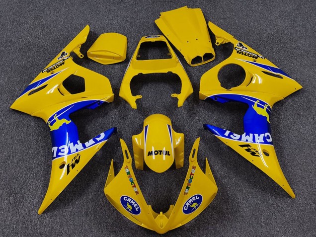 Erschwingliche Yamaha R6 Motorrad Verkleidung 2005 - Gelb Blau Weiss Kamel Motul