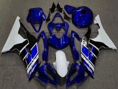 Erschwingliche Yamaha R6 Motorrad Verkleidung 2008-2016 - Weiss Blau Glanzendes Schwarz