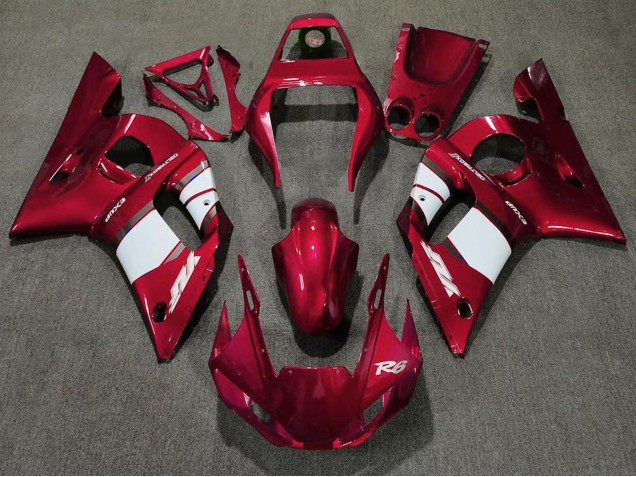 Erschwingliche Yamaha R6 Motorrad Verkleidung 1998-2002 - Rot Weiss