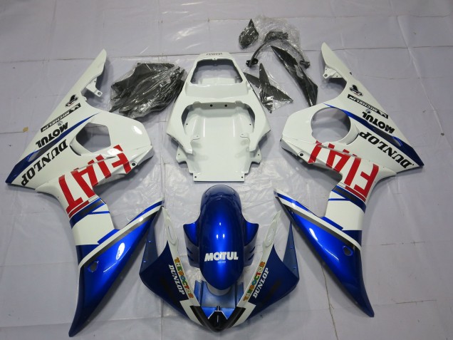Erschwingliche Yamaha R6 Motorrad Verkleidung 2003-2004 - Weiss Blau Rot Fiat Motul Dunlop