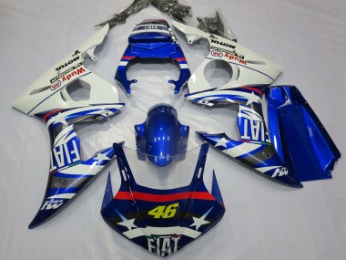 Erschwingliche Yamaha R6 Motorrad Verkleidung 2003-2004 - Weiss Blau Fiat Michelin Motul 46