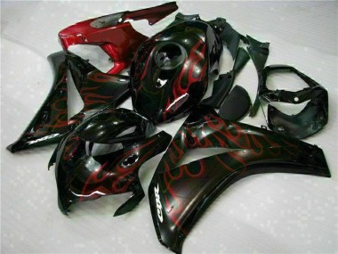 Erschwingliche Honda CBR1000RR Motorrad Verkleidung Kit 2008-2011 - Glanzendes Schwarz Rot Flamme