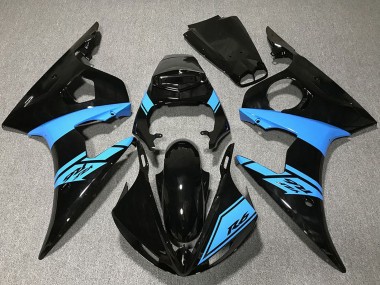 Erschwingliche Yamaha R6 Motorrad Verkleidung 2003-2004 - Glanzendes Schwarz Hellblau